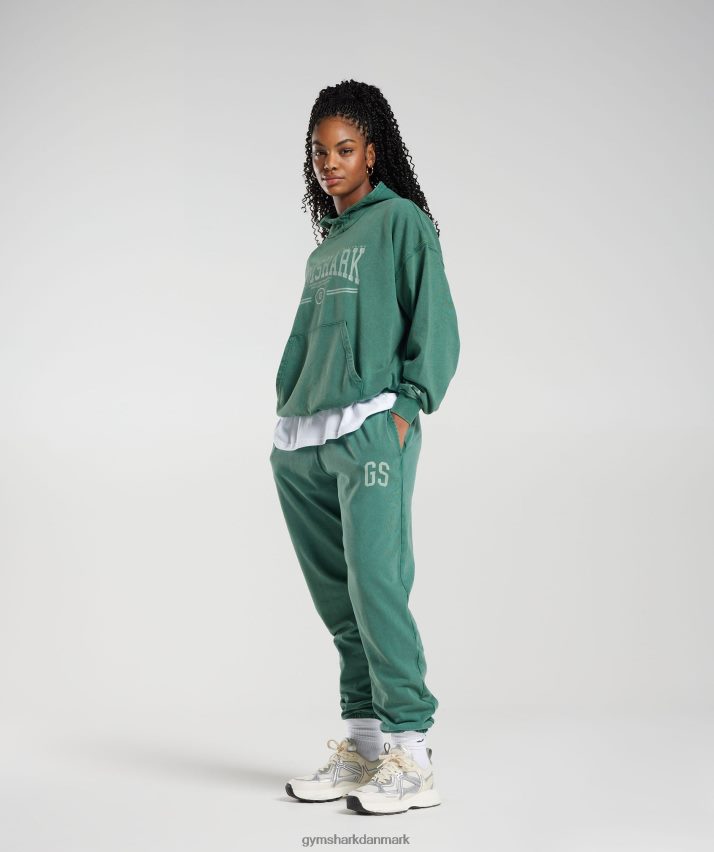 Kvinder Gymshark kollegial oversized hættetrøje N4ZDDN392 blæk blågrøn