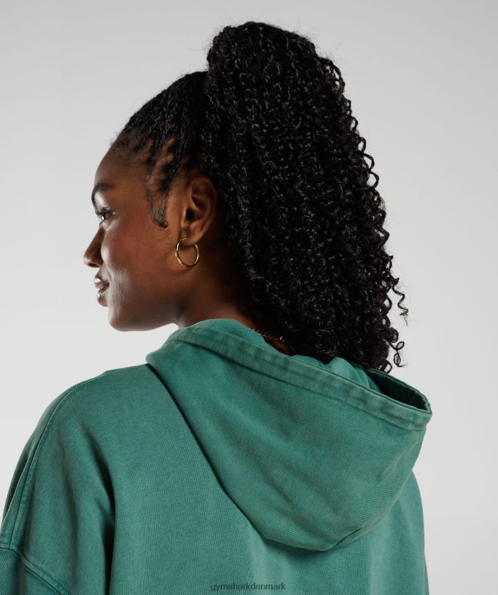 Kvinder Gymshark kollegial oversized hættetrøje N4ZDDN392 blæk blågrøn