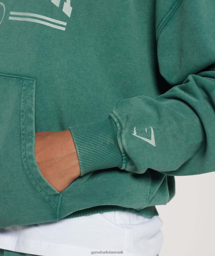 Kvinder Gymshark kollegial oversized hættetrøje N4ZDDN392 blæk blågrøn