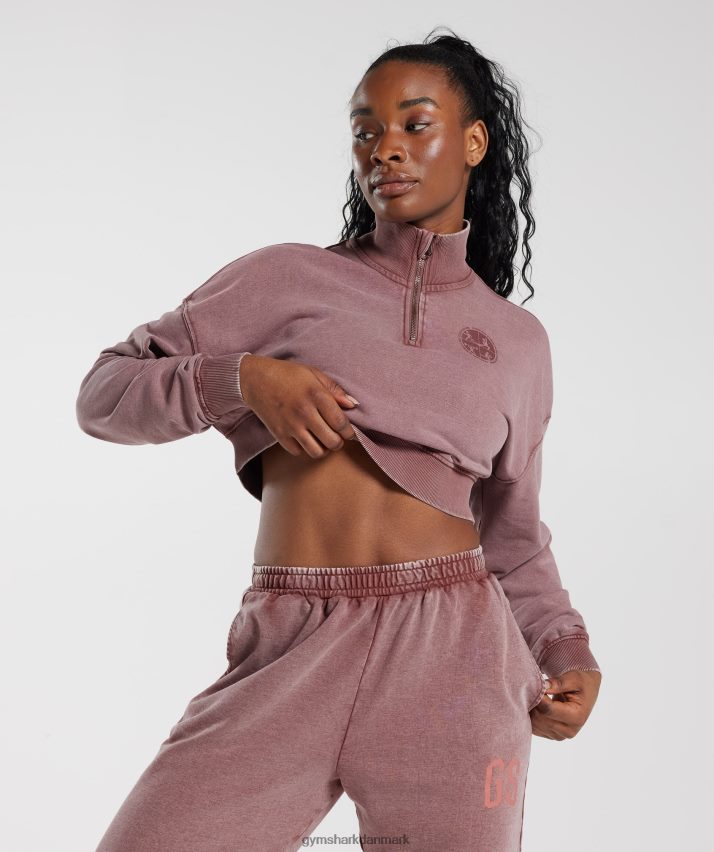 Kvinder Gymshark kollegialt 1/4 lynlås N4ZDDN376 støvet rødbrun