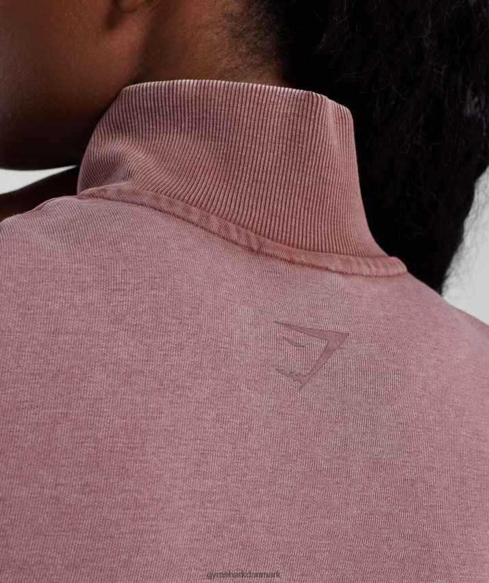 Kvinder Gymshark kollegialt 1/4 lynlås N4ZDDN376 støvet rødbrun