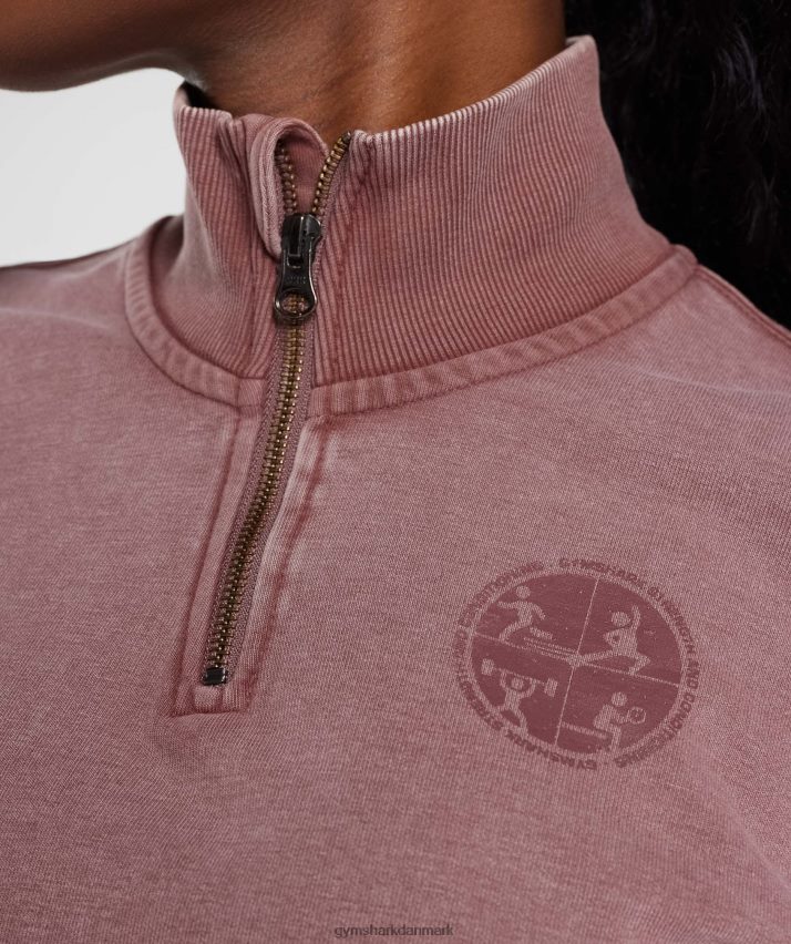 Kvinder Gymshark kollegialt 1/4 lynlås N4ZDDN376 støvet rødbrun