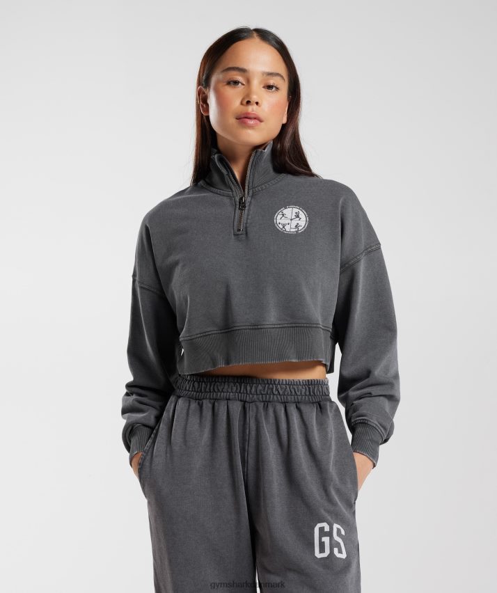 Kvinder Gymshark kollegialt 1/4 lynlås N4ZDDN387 silhuet grå
