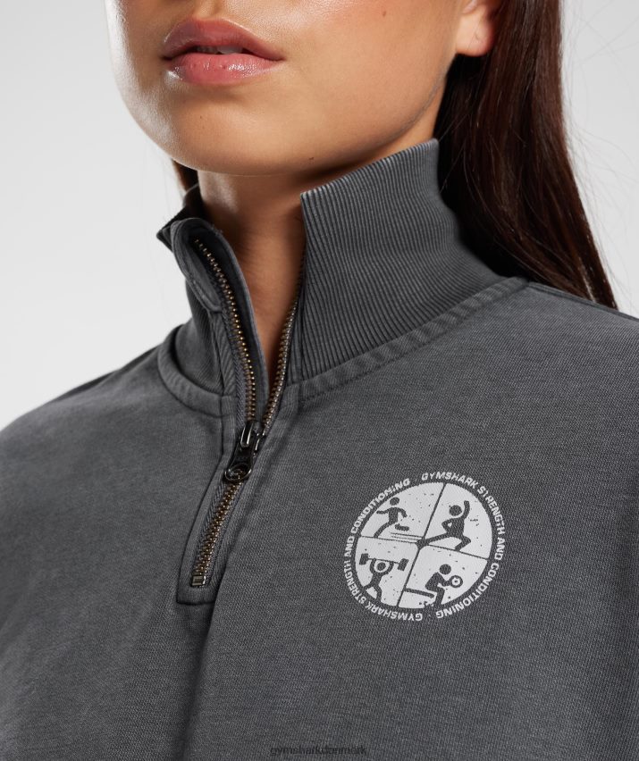 Kvinder Gymshark kollegialt 1/4 lynlås N4ZDDN387 silhuet grå