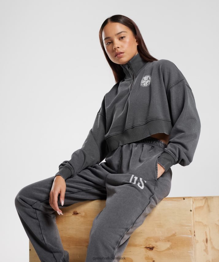 Kvinder Gymshark kollegialt 1/4 lynlås N4ZDDN387 silhuet grå