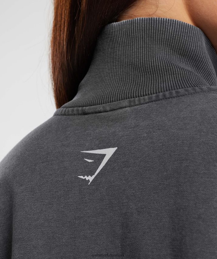 Kvinder Gymshark kollegialt 1/4 lynlås N4ZDDN387 silhuet grå