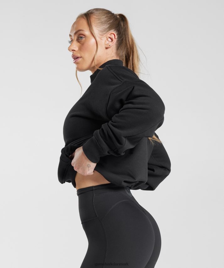 Kvinder Gymshark ældre sweatshirt med 1/4 lynlås N4ZDDN412 sort