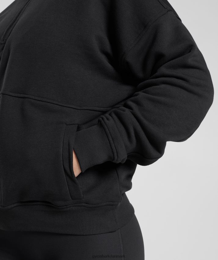 Kvinder Gymshark ældre sweatshirt med 1/4 lynlås N4ZDDN412 sort