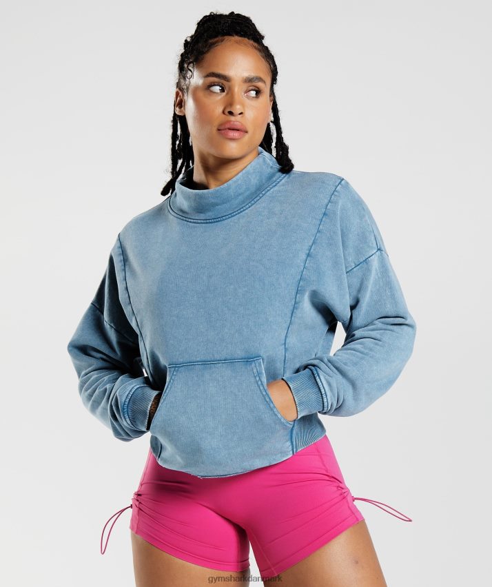 Kvinder Gymshark ældre vasket sweatshirt N4ZDDN404 søen blå