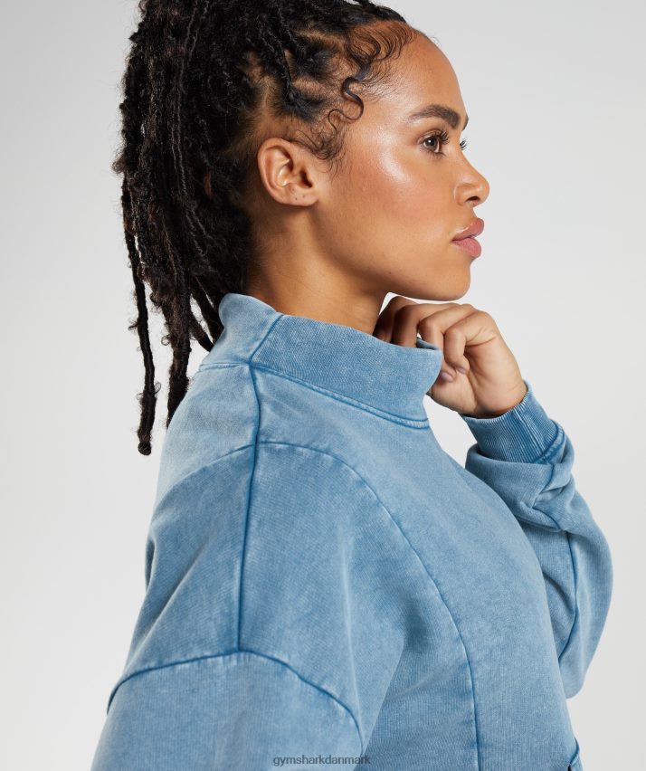 Kvinder Gymshark ældre vasket sweatshirt N4ZDDN404 søen blå
