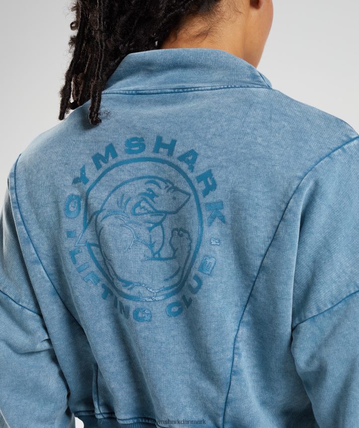 Kvinder Gymshark ældre vasket sweatshirt N4ZDDN404 søen blå