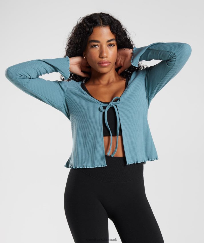 Kvinder Gymshark pause cardigan N4ZDDN373 forkullet blå