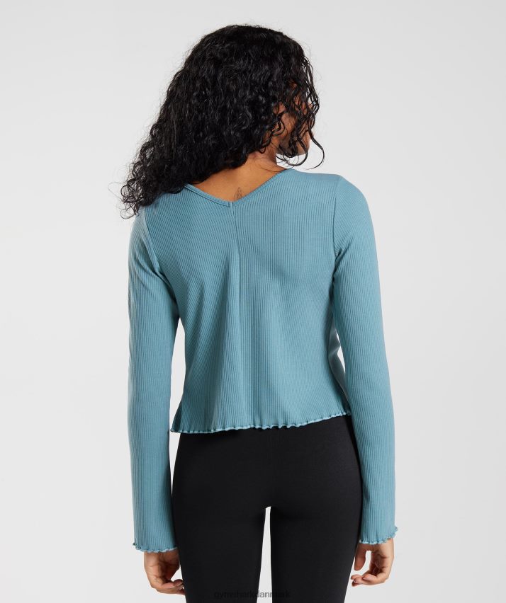 Kvinder Gymshark pause cardigan N4ZDDN373 forkullet blå