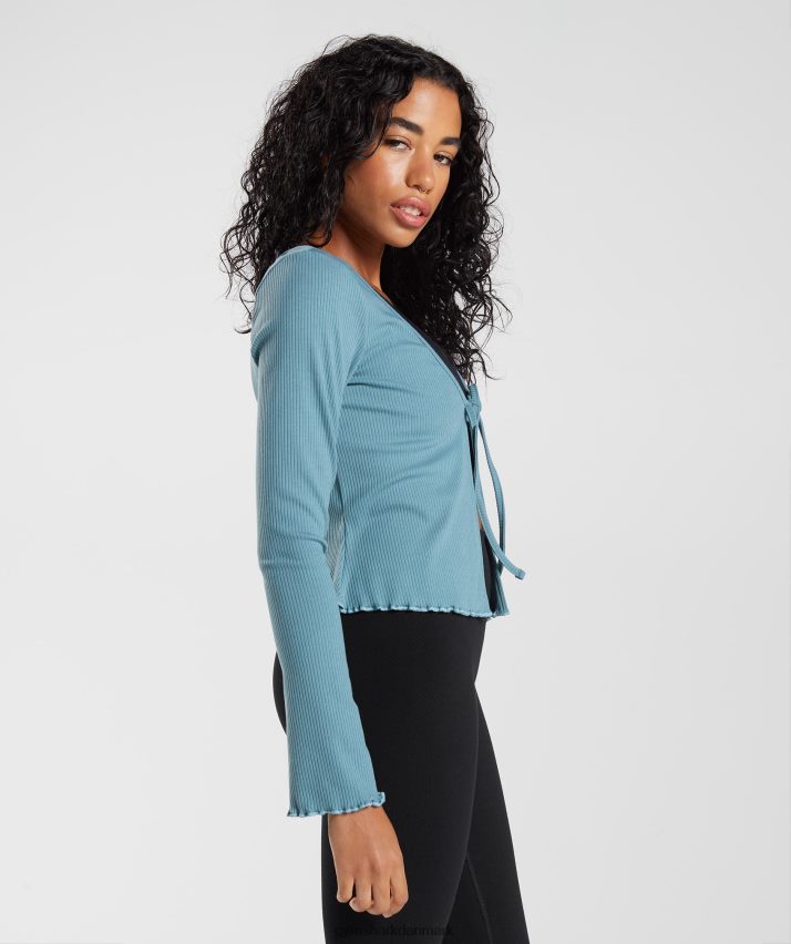 Kvinder Gymshark pause cardigan N4ZDDN373 forkullet blå