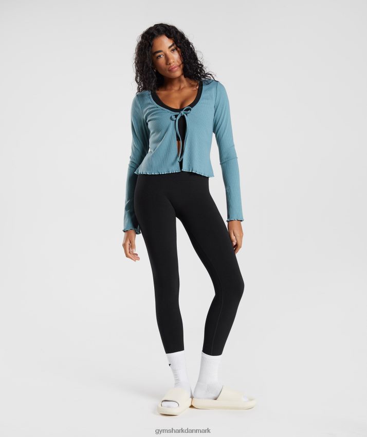 Kvinder Gymshark pause cardigan N4ZDDN373 forkullet blå