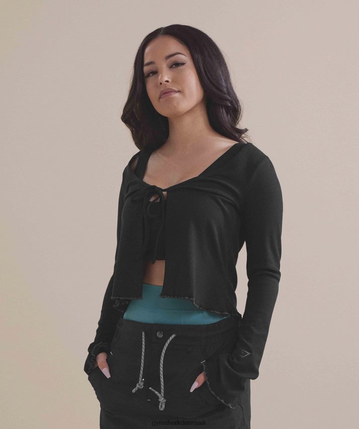 Kvinder Gymshark pause cardigan N4ZDDN377 sort
