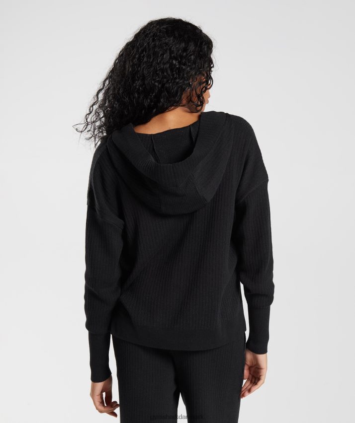 Kvinder Gymshark pause strik hættetrøje N4ZDDN353 sort/onyx grå