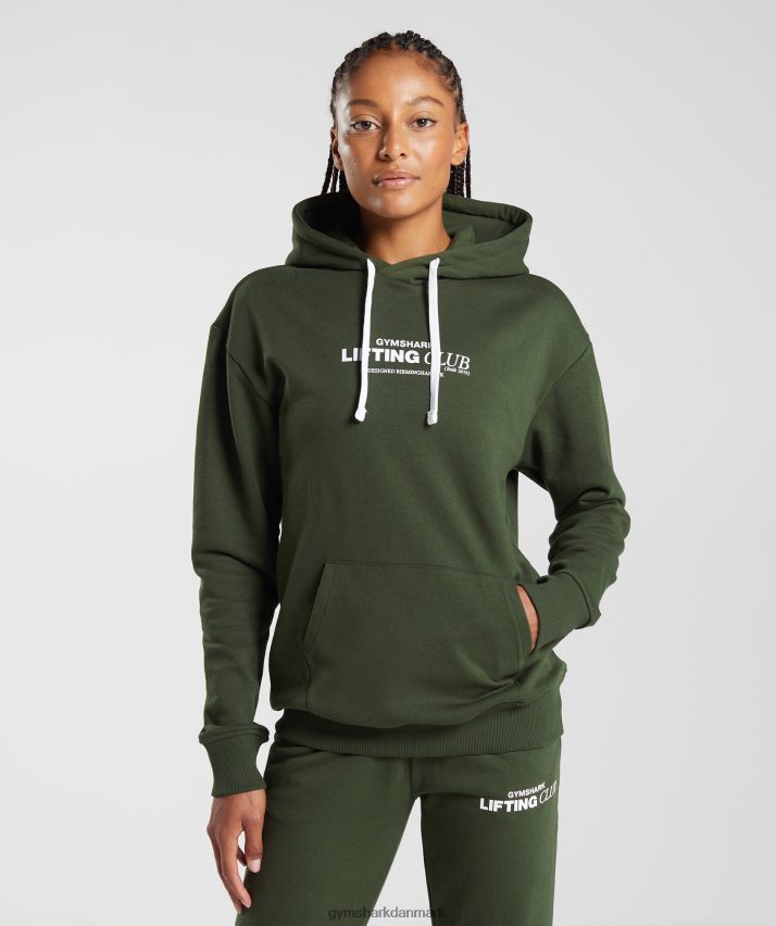 Kvinder Gymshark social club oversized hættetrøje N4ZDDN378 mos oliven