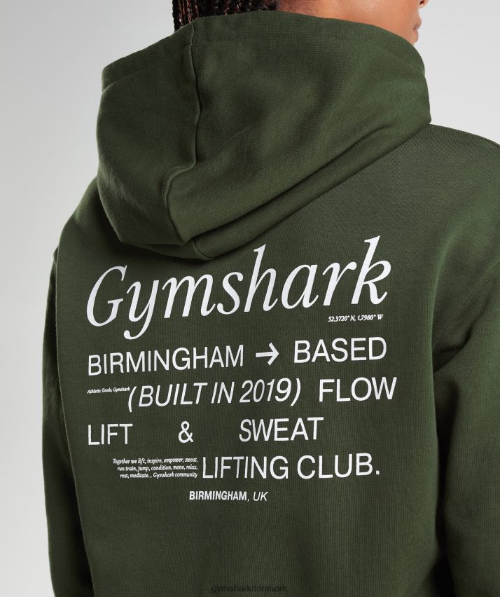 Kvinder Gymshark social club oversized hættetrøje N4ZDDN378 mos oliven
