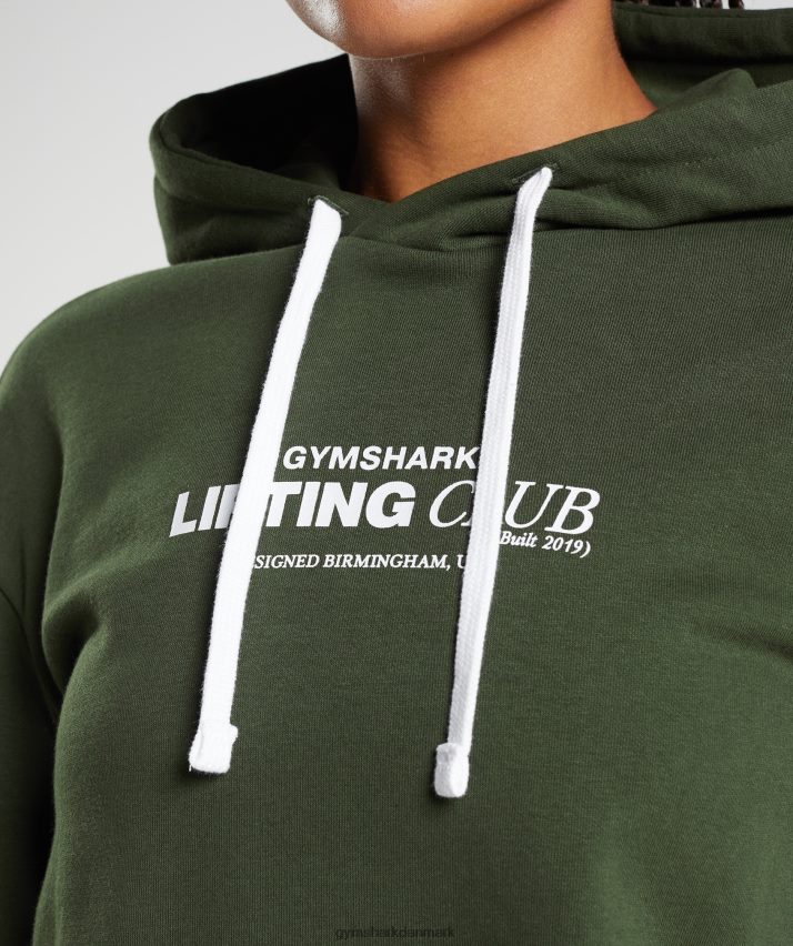 Kvinder Gymshark social club oversized hættetrøje N4ZDDN378 mos oliven