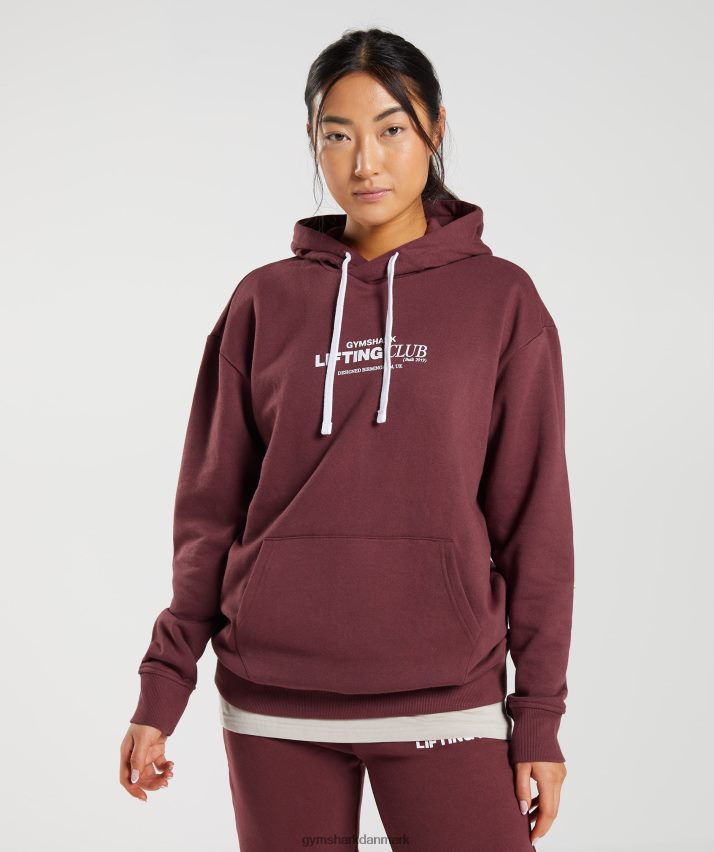 Kvinder Gymshark social club oversized hættetrøje N4ZDDN398 kirsebær brun