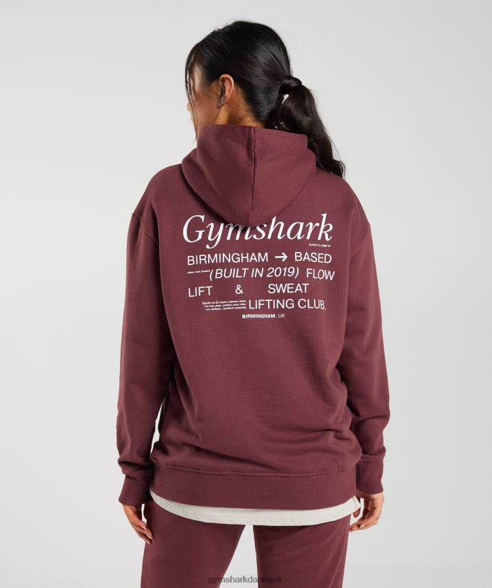 Kvinder Gymshark social club oversized hættetrøje N4ZDDN398 kirsebær brun