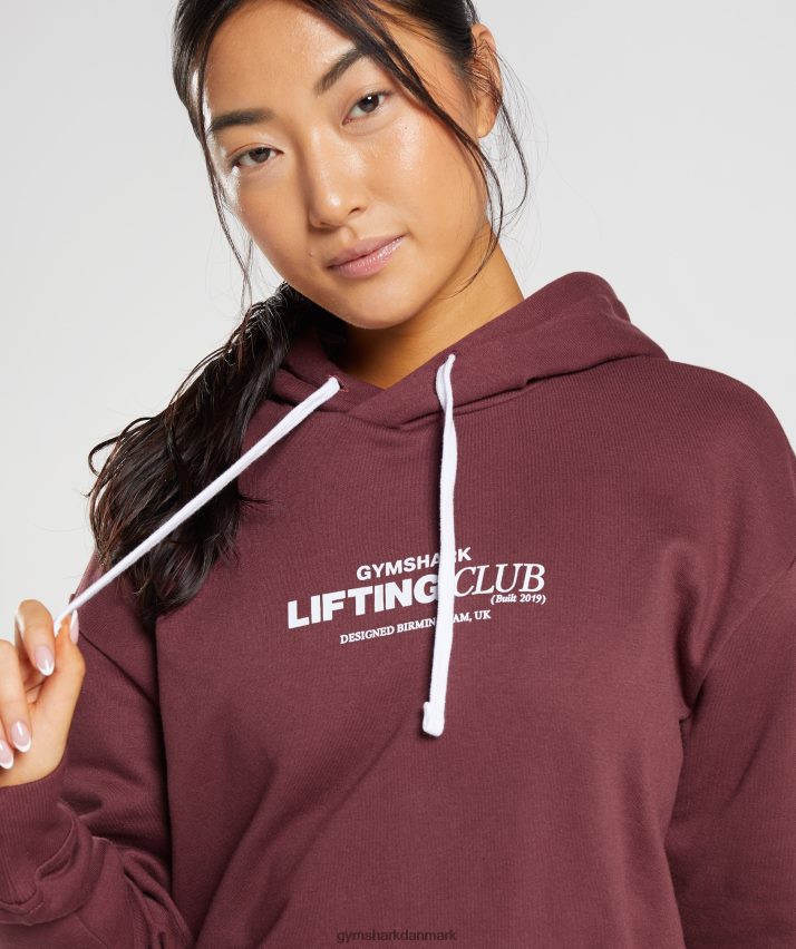 Kvinder Gymshark social club oversized hættetrøje N4ZDDN398 kirsebær brun