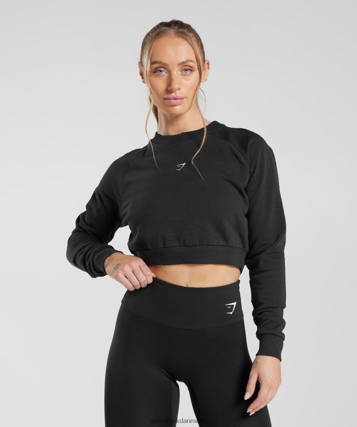 Kvinder Gymshark træning beskåret sweater N4ZDDN351 sort