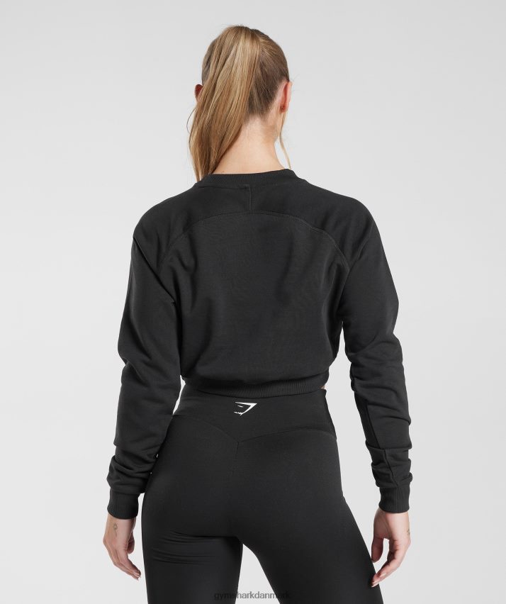 Kvinder Gymshark træning beskåret sweater N4ZDDN351 sort