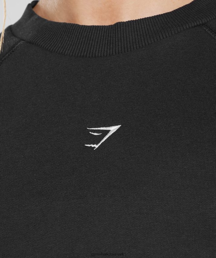 Kvinder Gymshark træning beskåret sweater N4ZDDN351 sort
