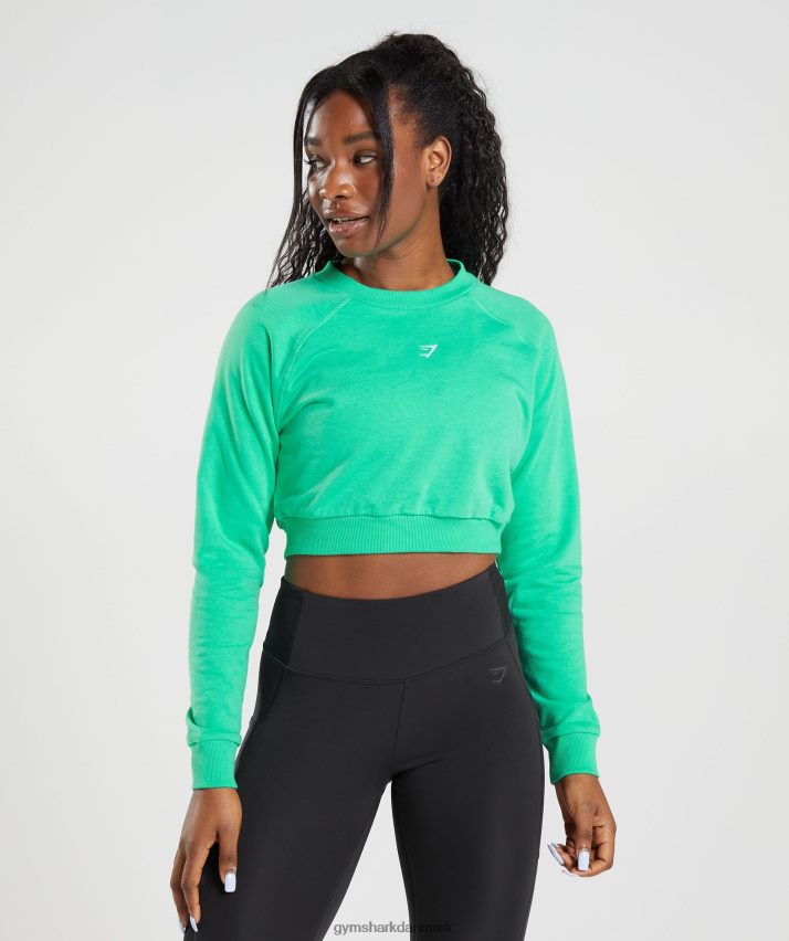 Kvinder Gymshark træning beskåret sweater N4ZDDN393 tropisk grøn