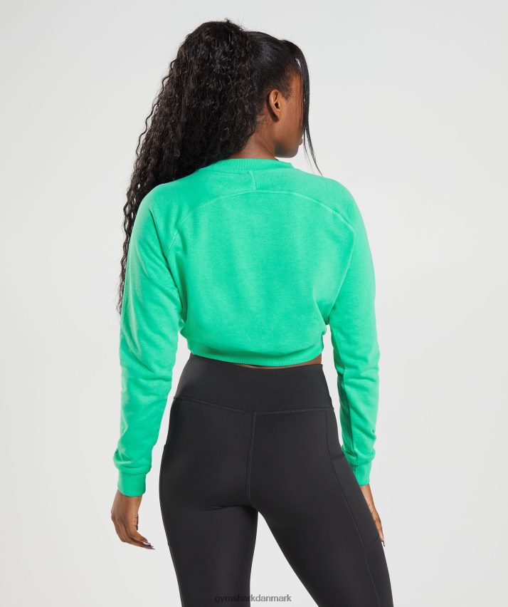 Kvinder Gymshark træning beskåret sweater N4ZDDN393 tropisk grøn