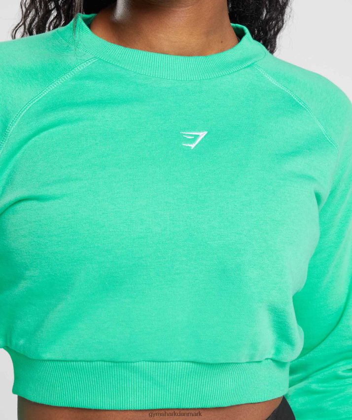 Kvinder Gymshark træning beskåret sweater N4ZDDN393 tropisk grøn