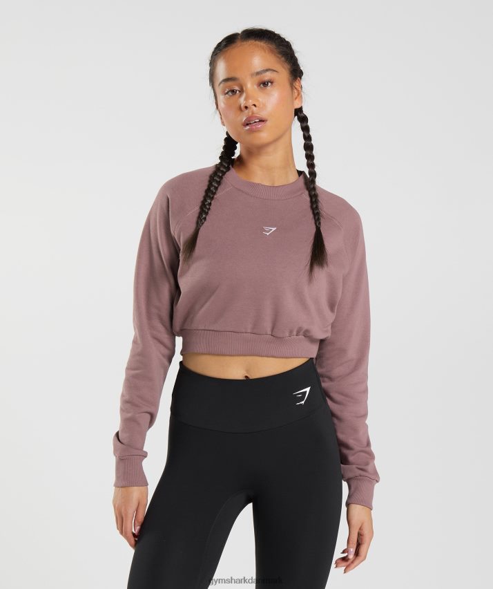 Kvinder Gymshark træning beskåret sweater N4ZDDN395 støvet rødbrun
