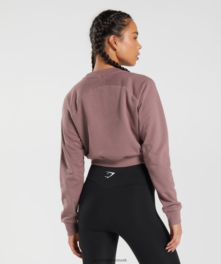Kvinder Gymshark træning beskåret sweater N4ZDDN395 støvet rødbrun