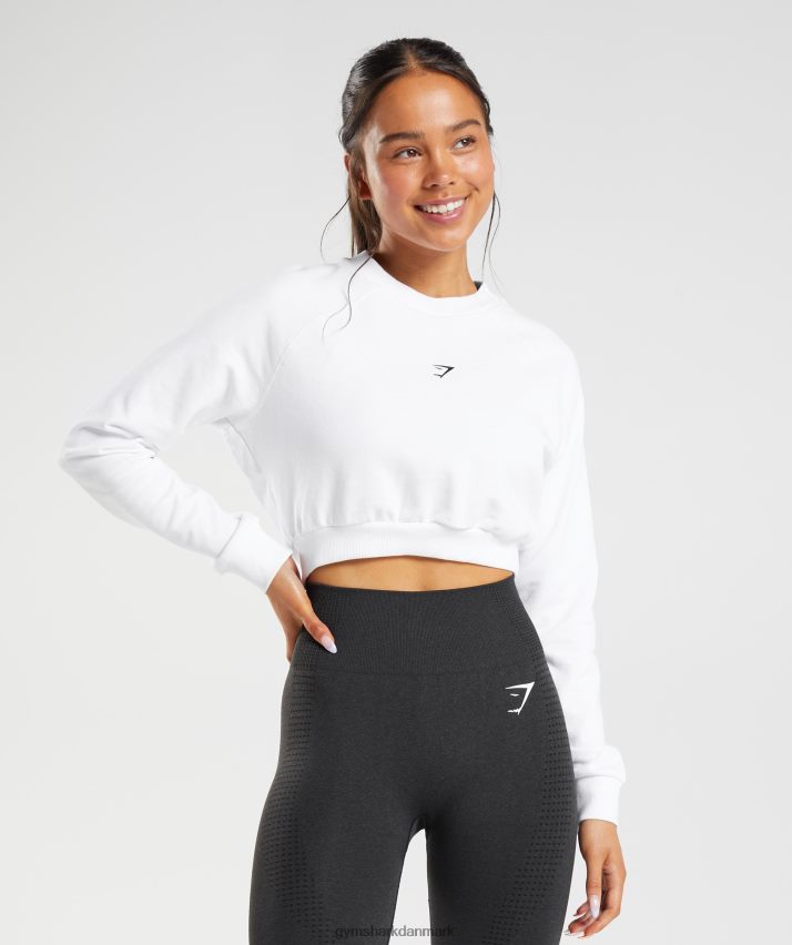 Kvinder Gymshark træning beskåret sweater N4ZDDN405 hvid