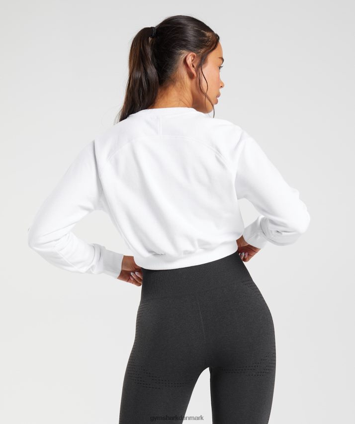 Kvinder Gymshark træning beskåret sweater N4ZDDN405 hvid
