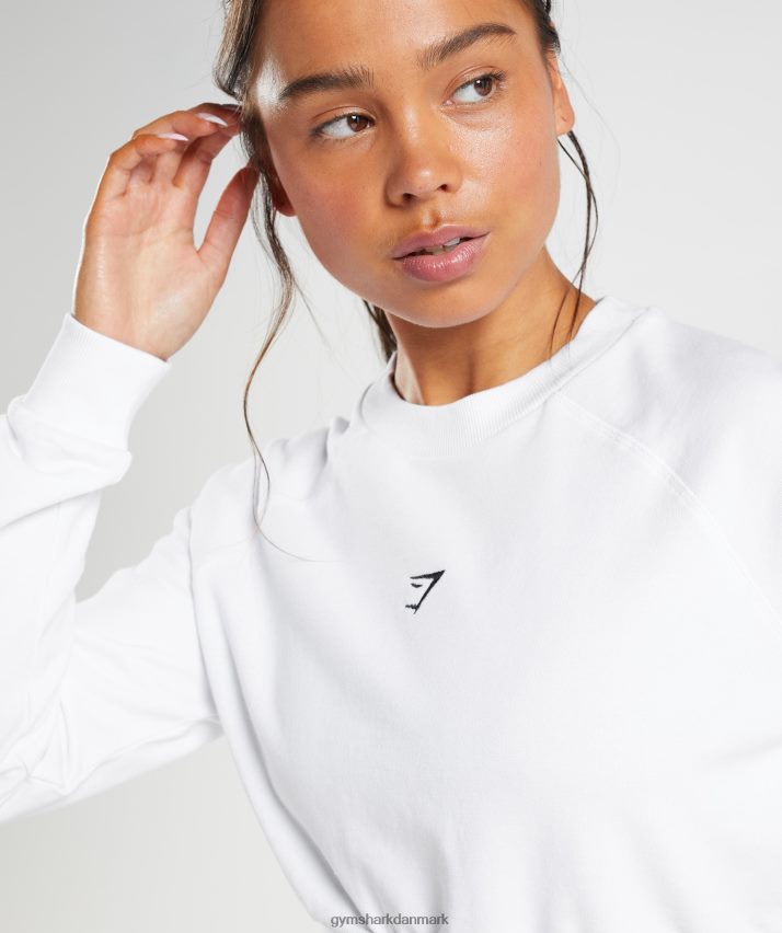 Kvinder Gymshark træning beskåret sweater N4ZDDN405 hvid