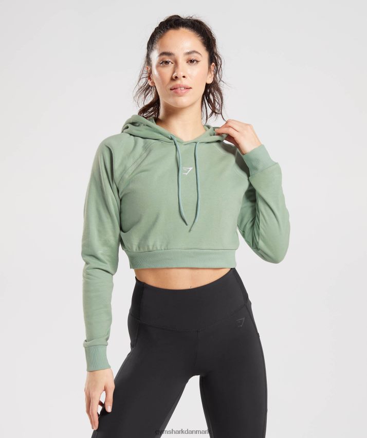 Kvinder Gymshark træning cropped hættetrøje N4ZDDN357 ørkensalvie grøn