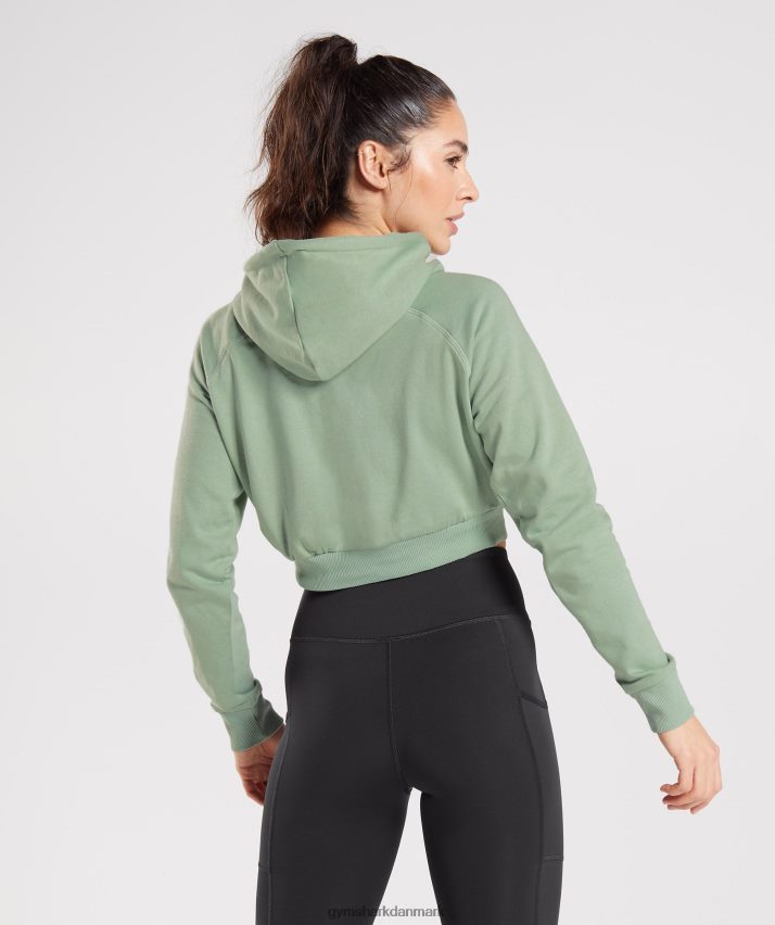 Kvinder Gymshark træning cropped hættetrøje N4ZDDN357 ørkensalvie grøn