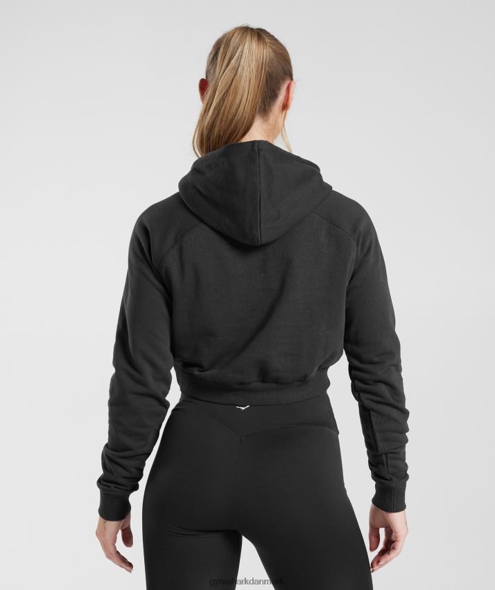 Kvinder Gymshark træning cropped hættetrøje N4ZDDN372 sort