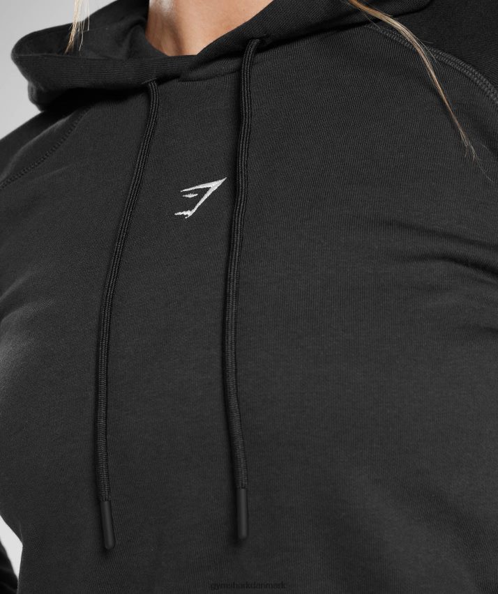 Kvinder Gymshark træning cropped hættetrøje N4ZDDN372 sort