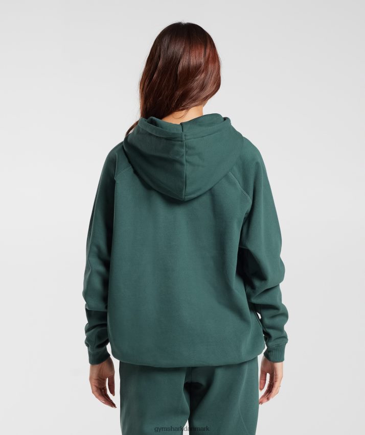 Kvinder Gymshark trænings oversize fleece hættetrøje N4ZDDN346 tågegrøn