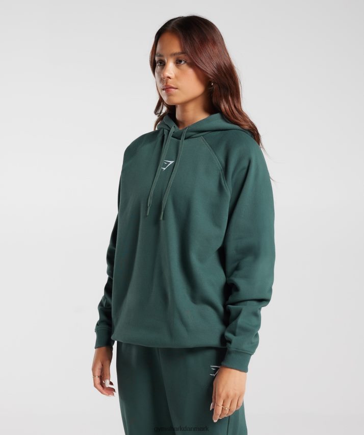 Kvinder Gymshark trænings oversize fleece hættetrøje N4ZDDN346 tågegrøn