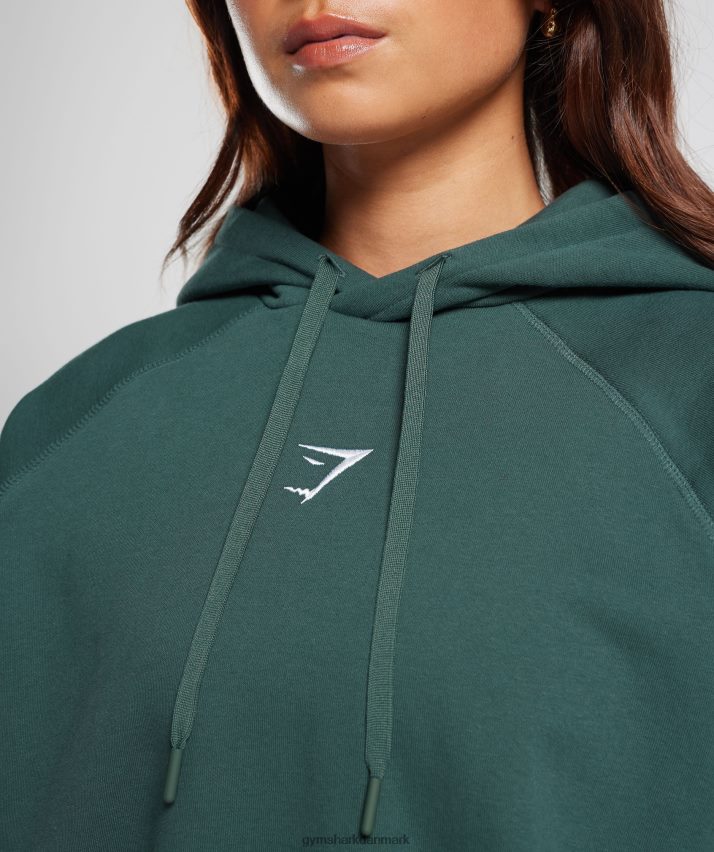 Kvinder Gymshark trænings oversize fleece hættetrøje N4ZDDN346 tågegrøn