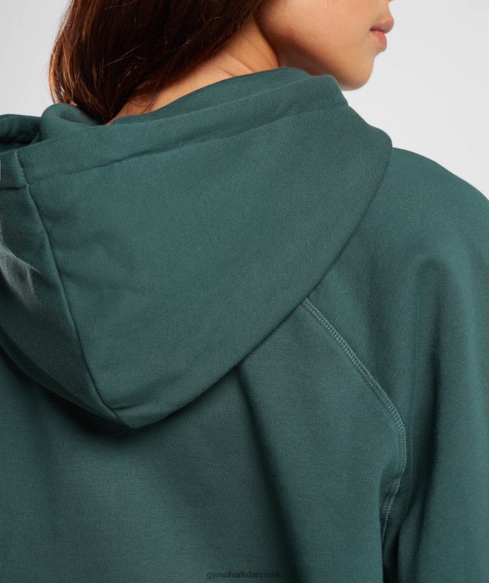 Kvinder Gymshark trænings oversize fleece hættetrøje N4ZDDN346 tågegrøn