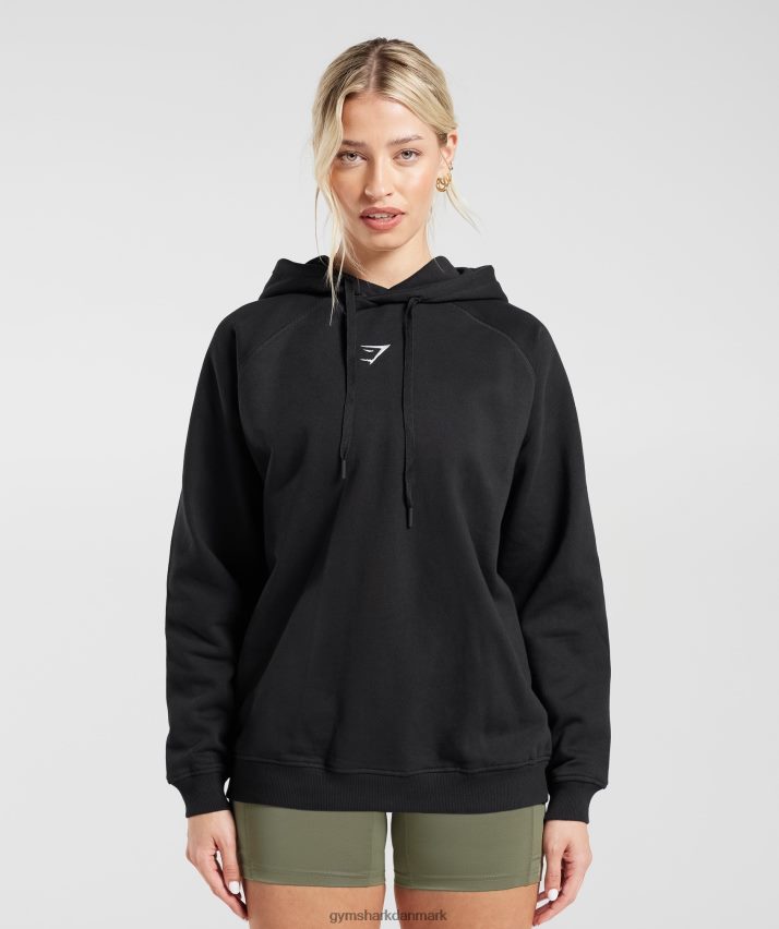 Kvinder Gymshark trænings oversize fleece hættetrøje N4ZDDN352 sort