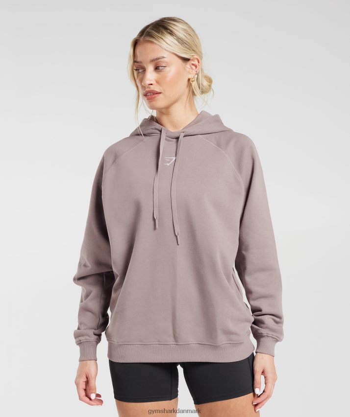 Kvinder Gymshark trænings oversize fleece hættetrøje N4ZDDN363 vasket lilla