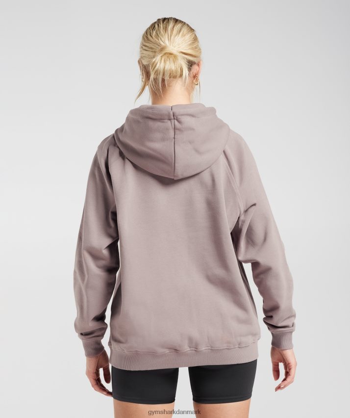 Kvinder Gymshark trænings oversize fleece hættetrøje N4ZDDN363 vasket lilla