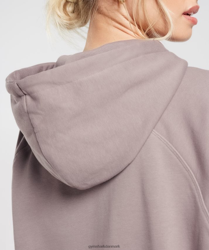 Kvinder Gymshark trænings oversize fleece hættetrøje N4ZDDN363 vasket lilla